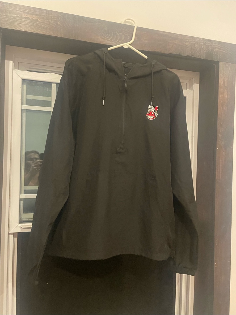 Men's Black Hooded Pullover Jacket